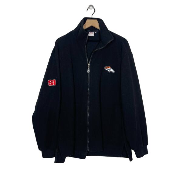 NFL Official Denver Broncos Jacket Men's SZ XL Black Full Zip Fleece Long Sleeve - Picture 1 of 7